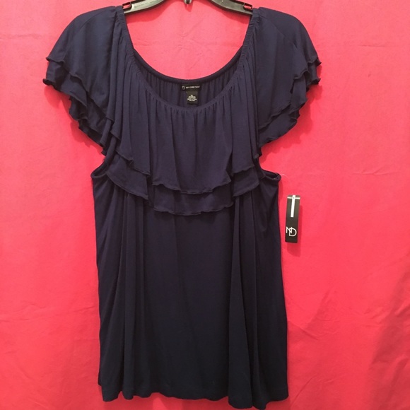 Cute on or off shoulder navy top - Picture 2 of 6